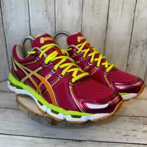 Asics Gel-Kayano 19 Womens Pink Green Orange Size 8.5 US Running Shoes Sneakers - Picture 1 of 10